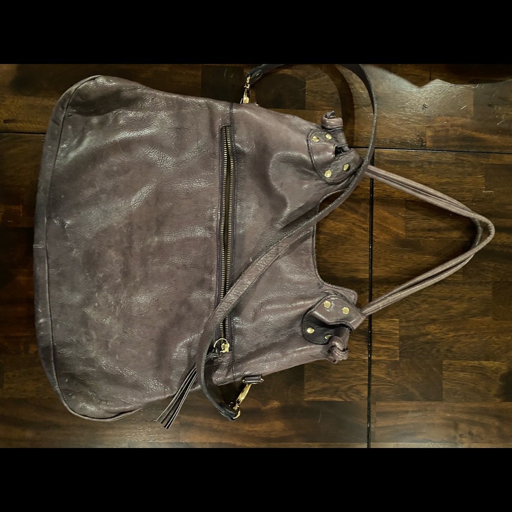 Leather Tory Burch handbag, dark purple - Picture 2 of 3